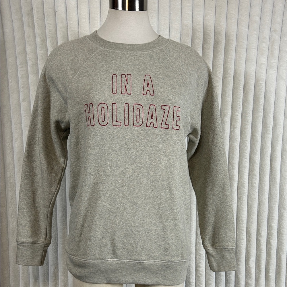 American Eagle "In A Holidaze" Ahh-Mazingly Soft Gray Crewneck Sweatshirt. Xs